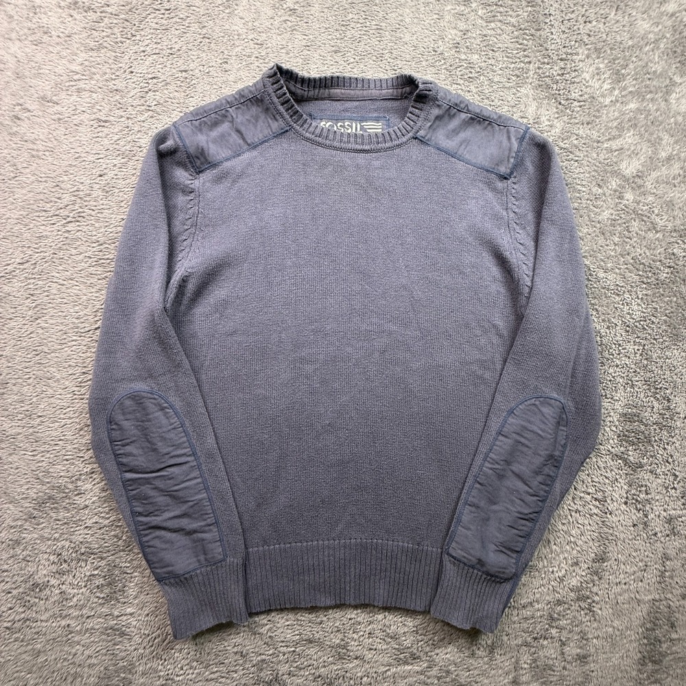 Y2K Fossil Commando Sweater Mens XL Slate Blue Military Surplus Wool Cotton